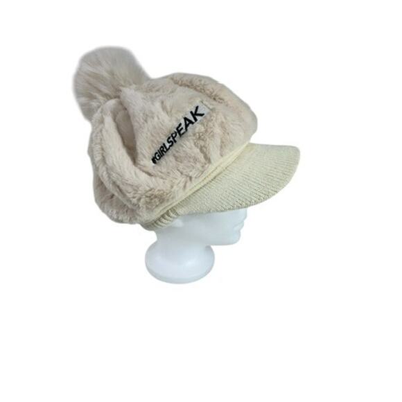 "GIRLSPEAK" Fuzzy Extra Soft Girls Hat OS Lined Interior Small Rim Winter Warm - Picture 3 of 5